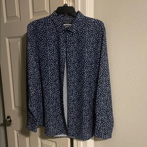 Perry Ellis Men's Navy Patterned Dress Shirt